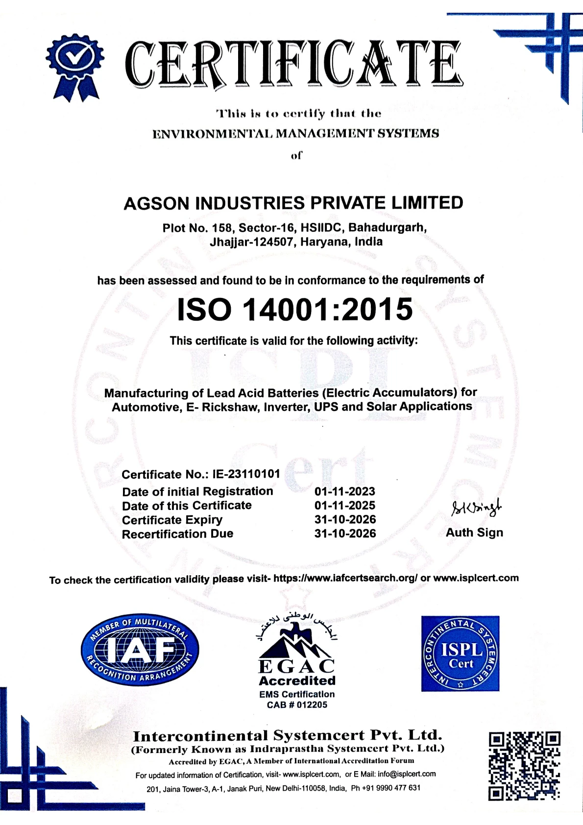 ISO 14001:2015 Certification
